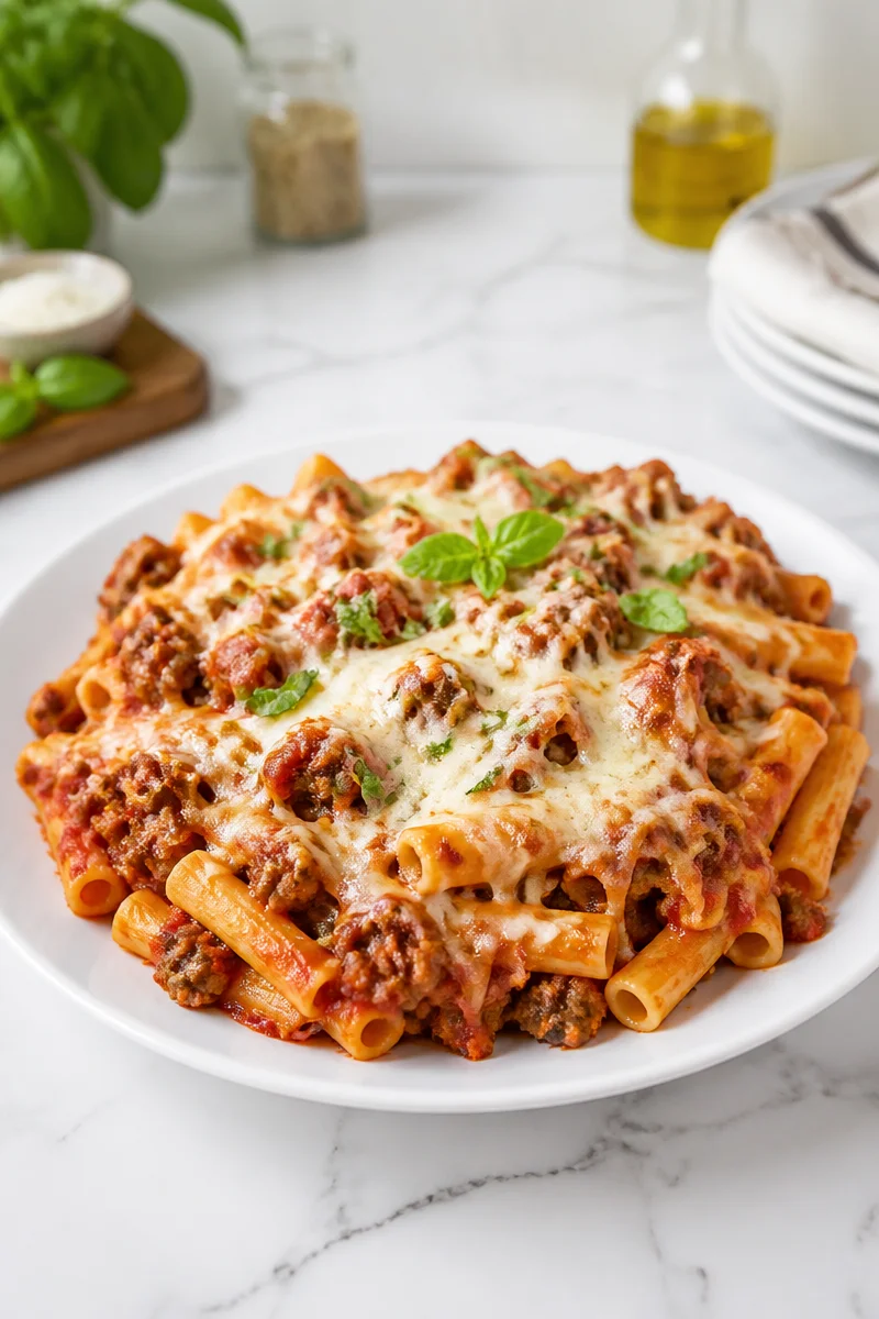 Healthy Baked Ziti With Turkey Sausage