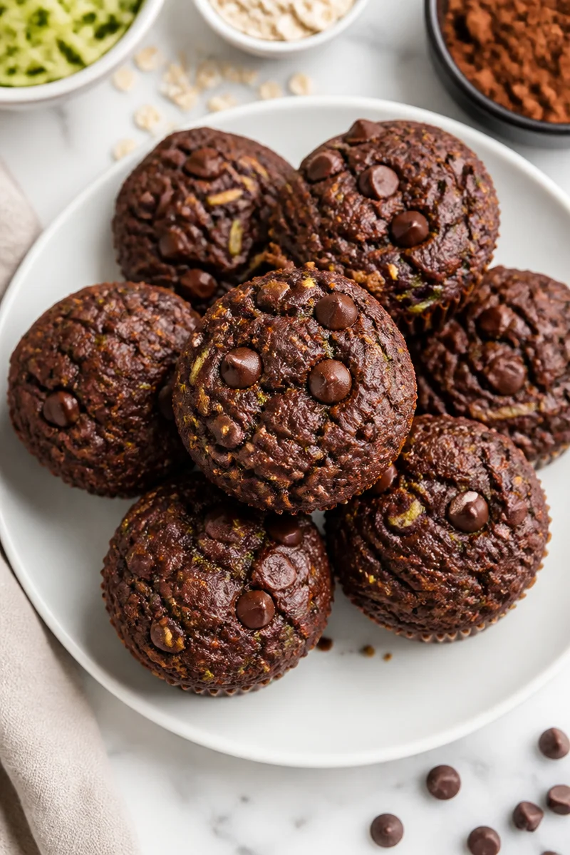 Healthy Double Chocolate Zucchini Muffin