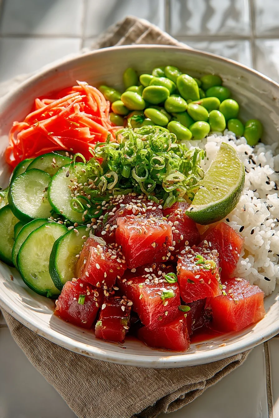 Healthy Marinated Tuna Poke Bowl