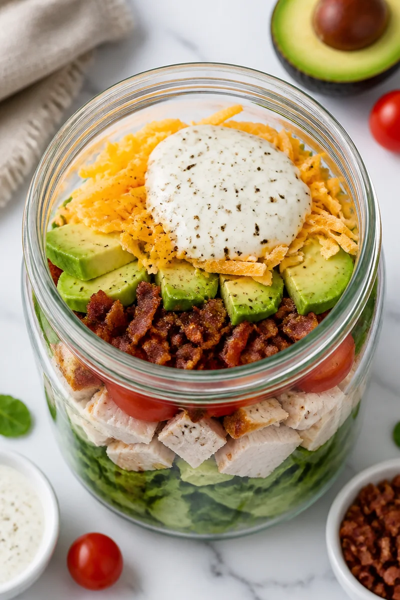 Healthy Turkey Club Mason Jar Salad