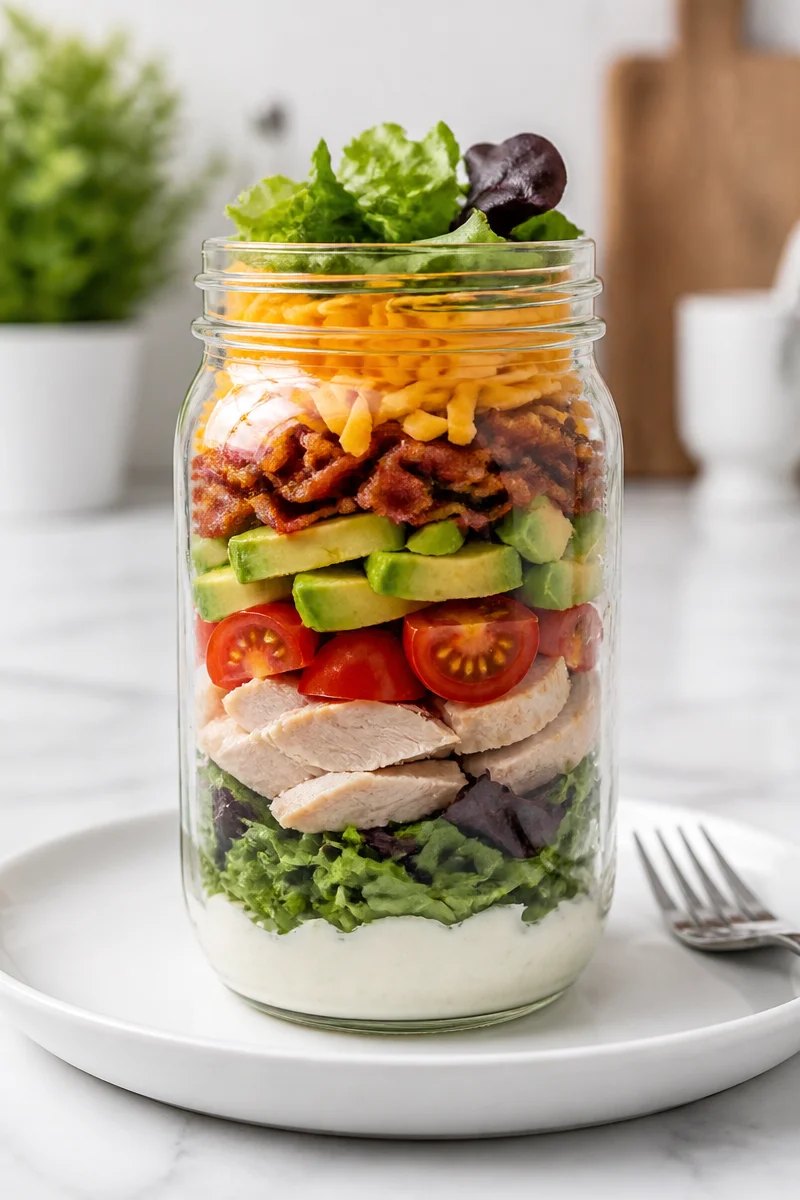 Healthy Turkey Club Mason Jar Salad