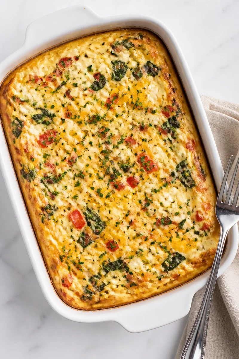 High Protein Cottage Cheese Breakfast Bake