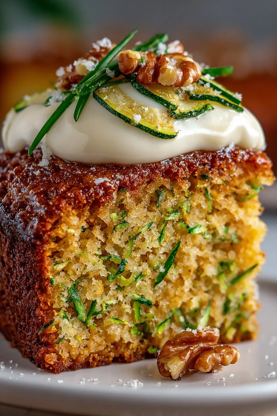 Homemade Moist Zucchini Cake with Brown Butter Frosting