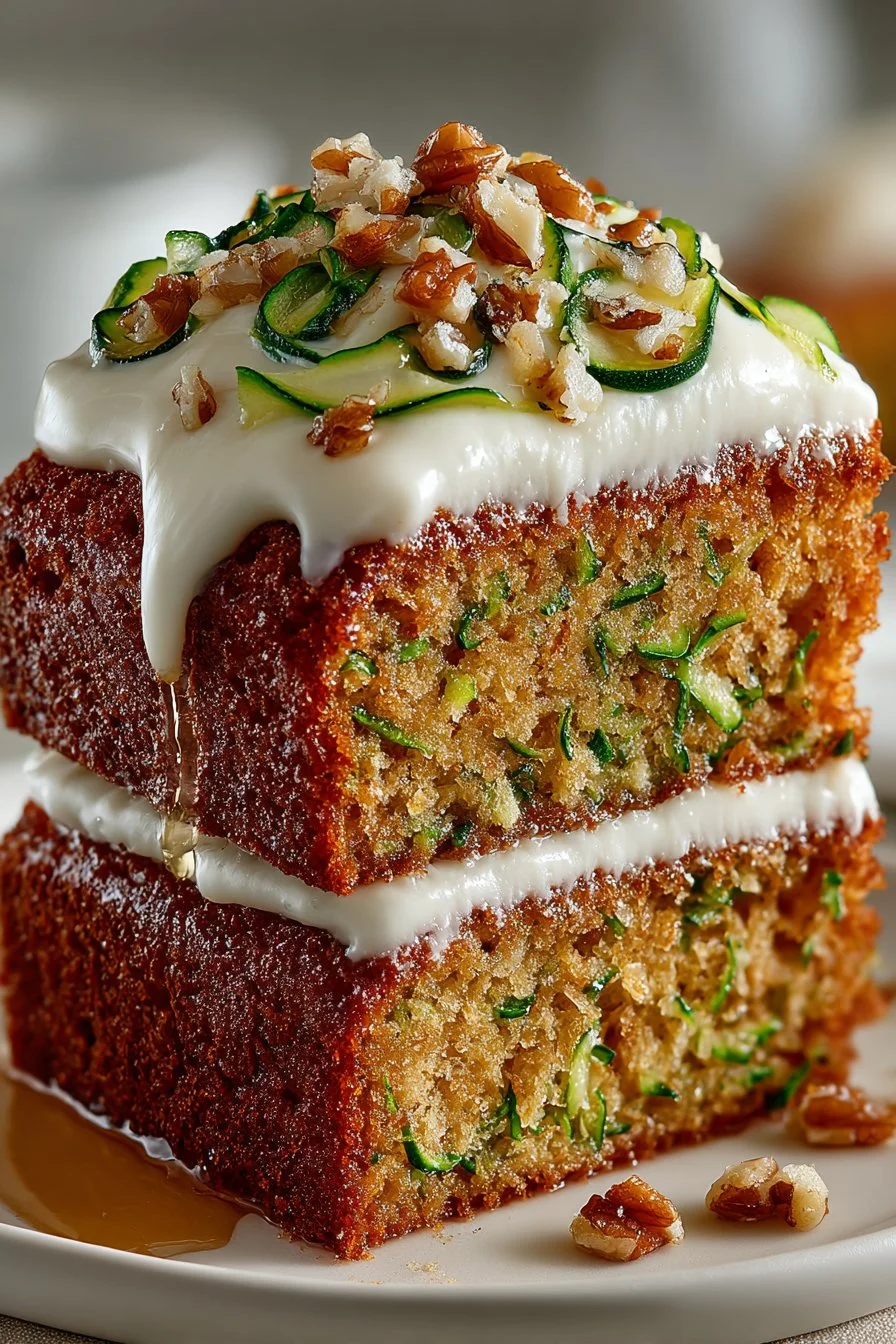 Homemade Moist Zucchini Cake with Brown Butter Frosting