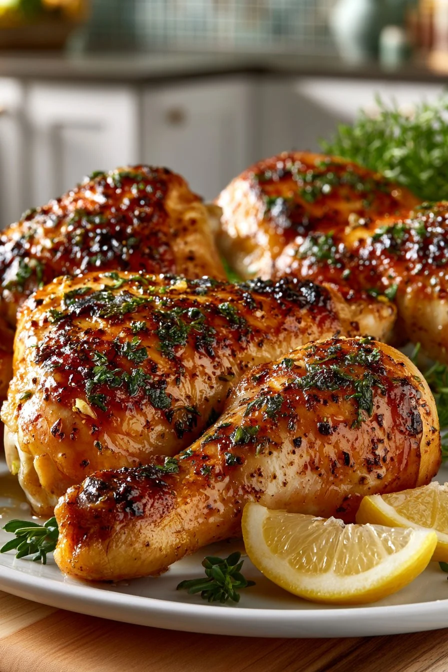 Delicious homestyle garlic herb chicken legs served on a plate.
