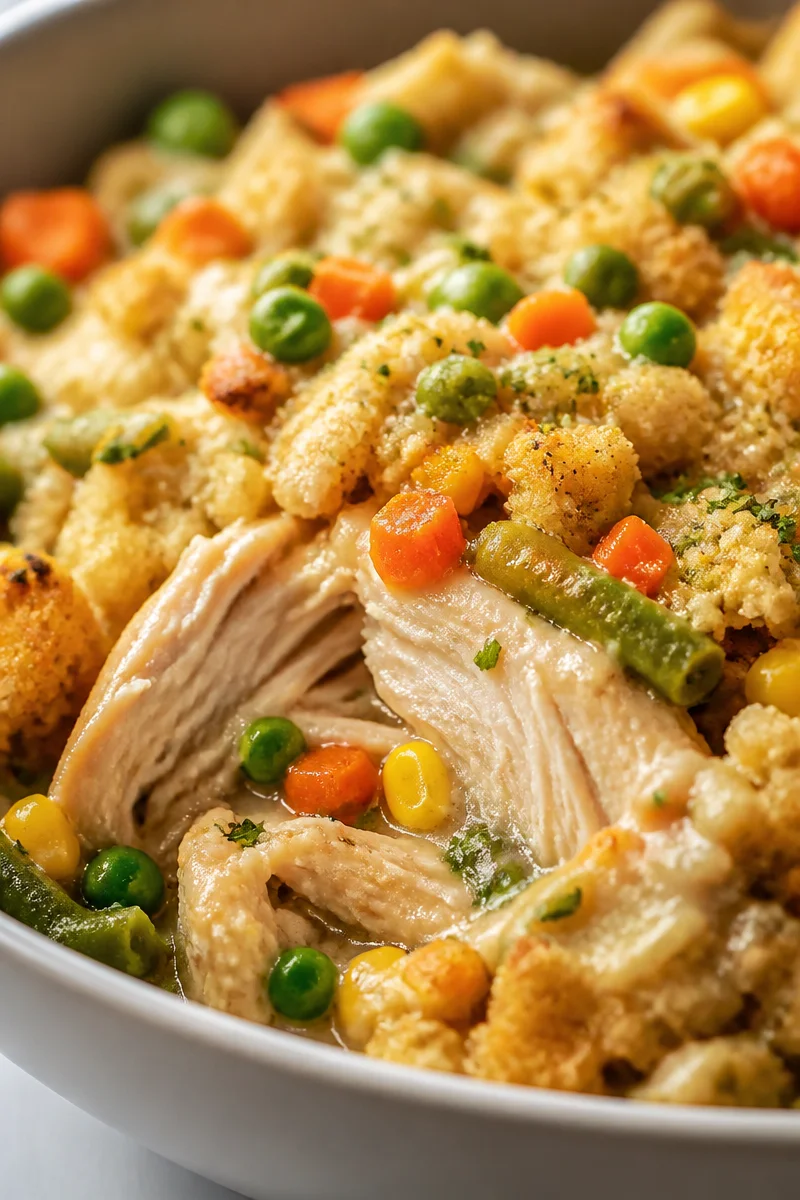 Homestyle Slow Cooker Chicken and Stuffing Casserole