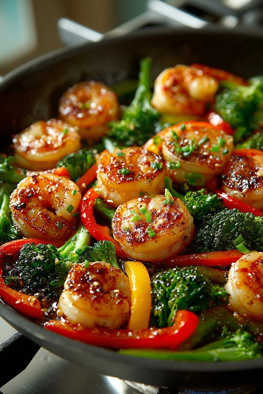 Honey Garlic Skillet Shrimp Stir Fry
