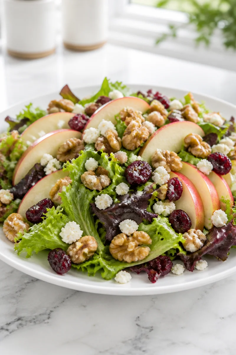 Late Summer Fall Harvest Apple Salad with fresh apples and veggies