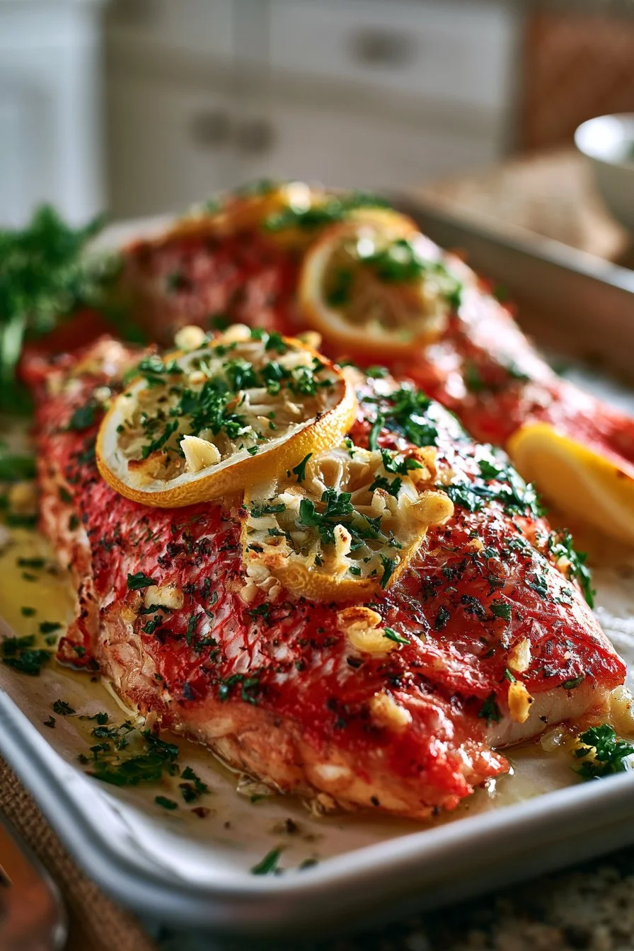 Lemon Herb Baked Red Snapper Filet Recipe