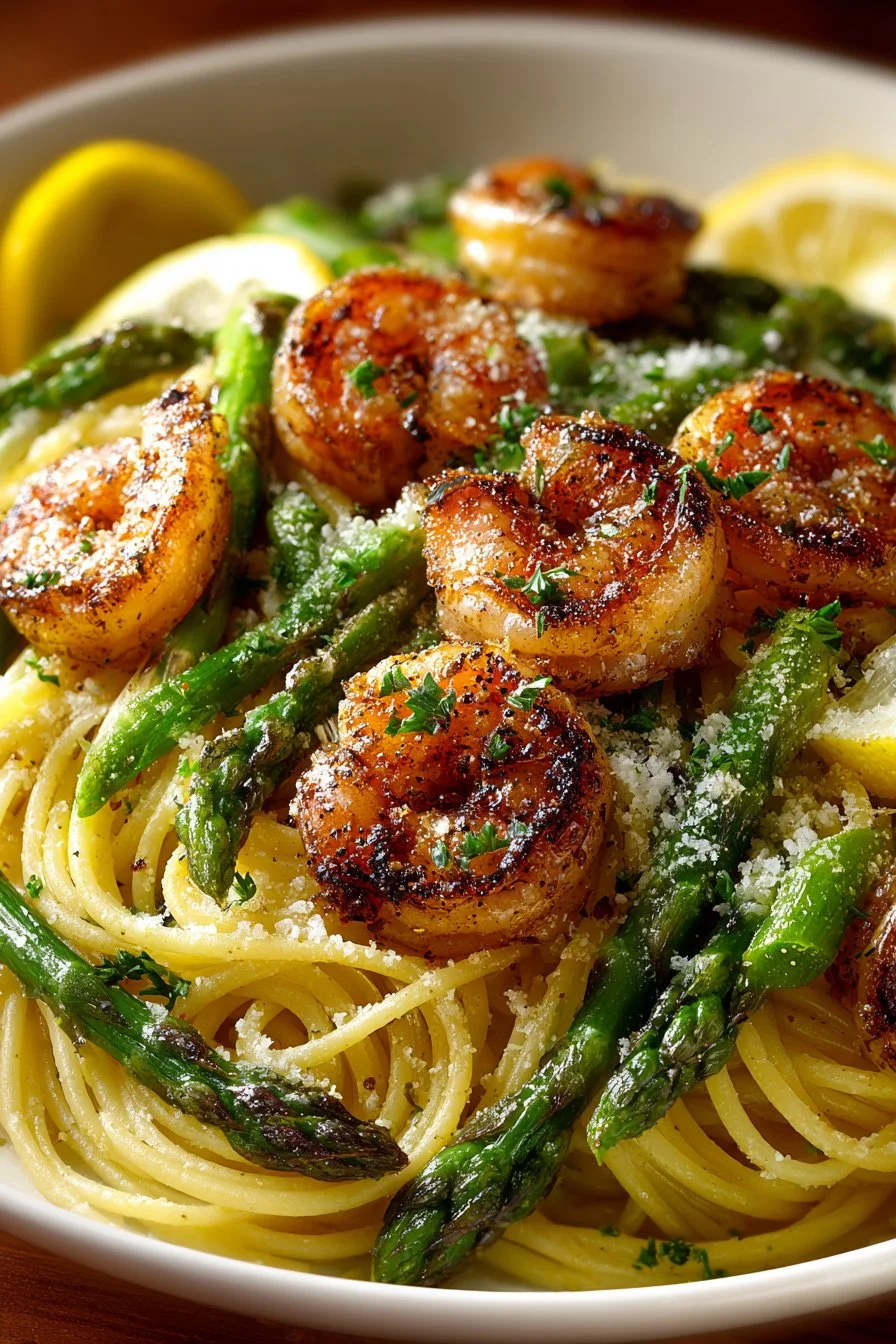 Light and Fresh Asparagus Lemon Shrimp Pasta