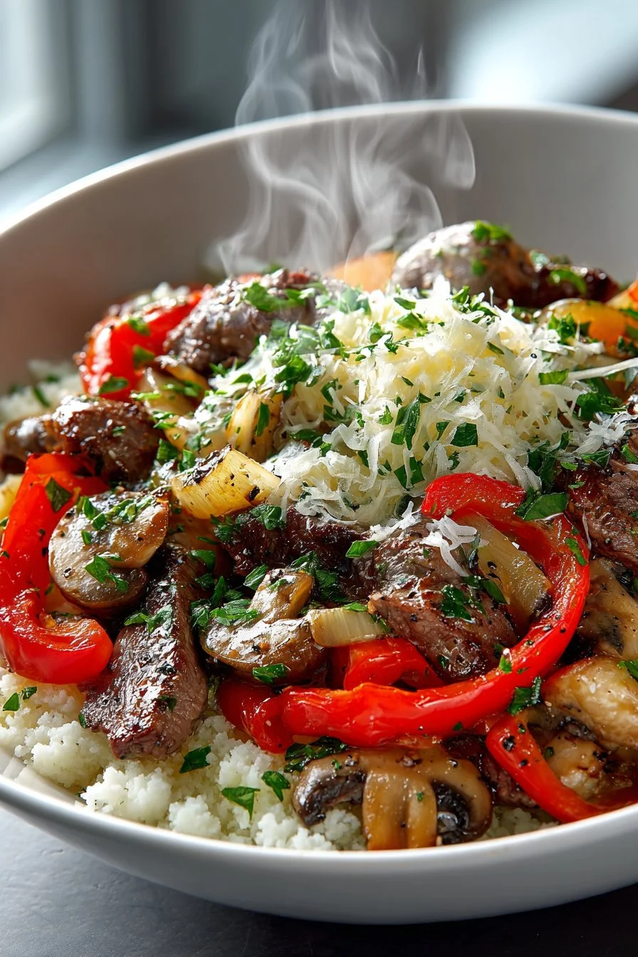 Low Carb Philly Cheese Steak Bowl