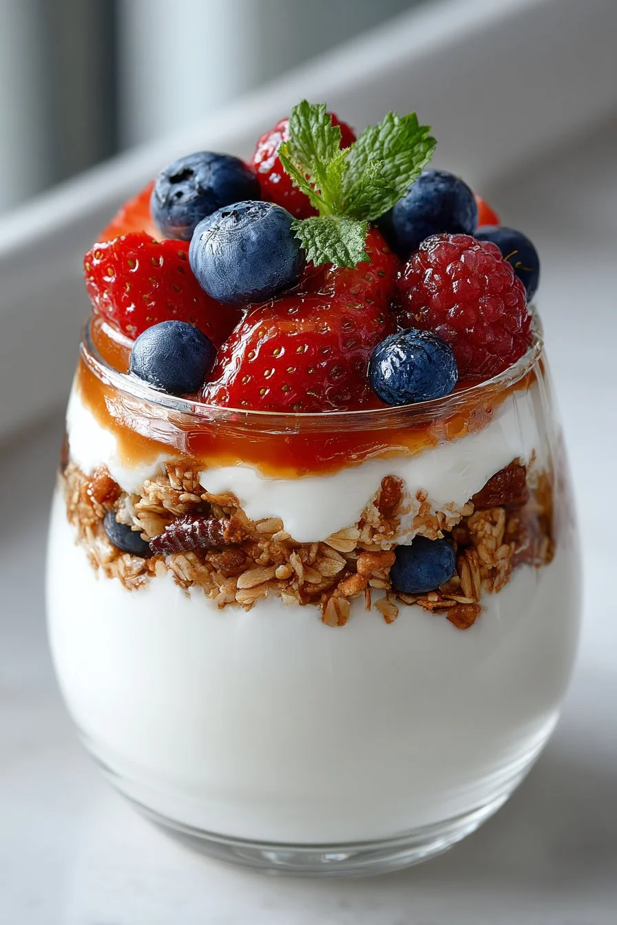 Make Ahead Yogurt Parfait Breakfast Bar with fresh fruits and granola