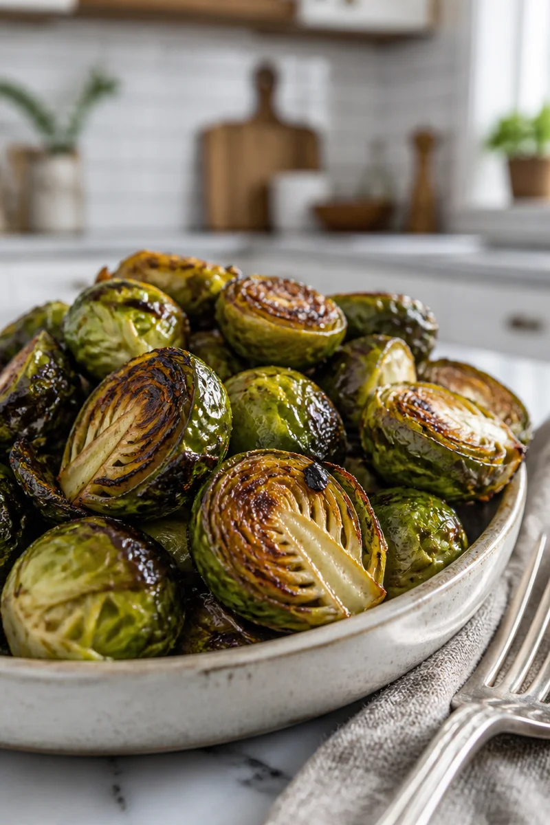 Maple Balsamic Roasted Brussels Sprouts