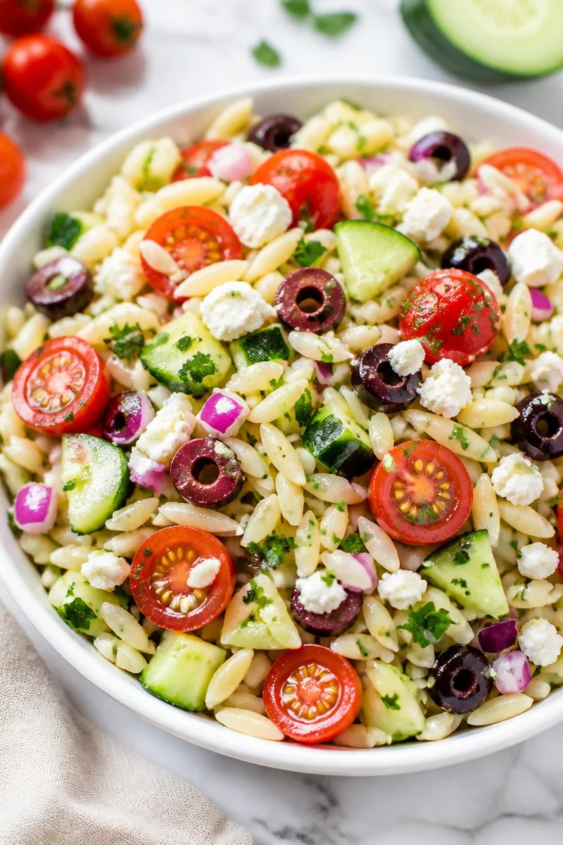 Mediterranean Lemon Orzo Mason Jar Salad