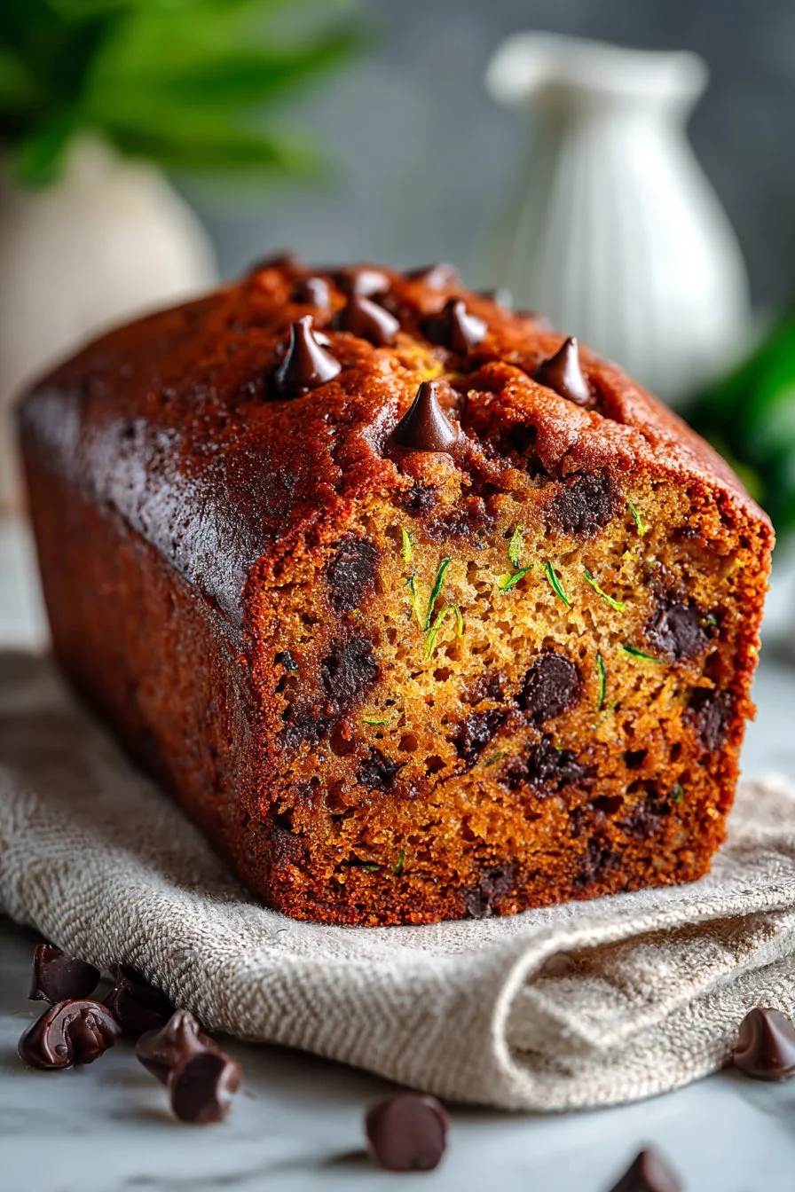 Moist Cinnamon Spiced Chocolate Chip Zucchini Bread