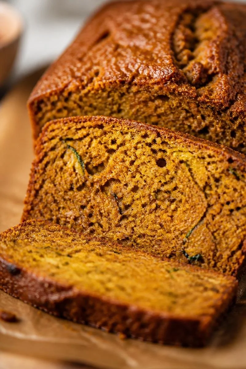 Moist Cinnamon Spiced Pumpkin Zucchini Bread
