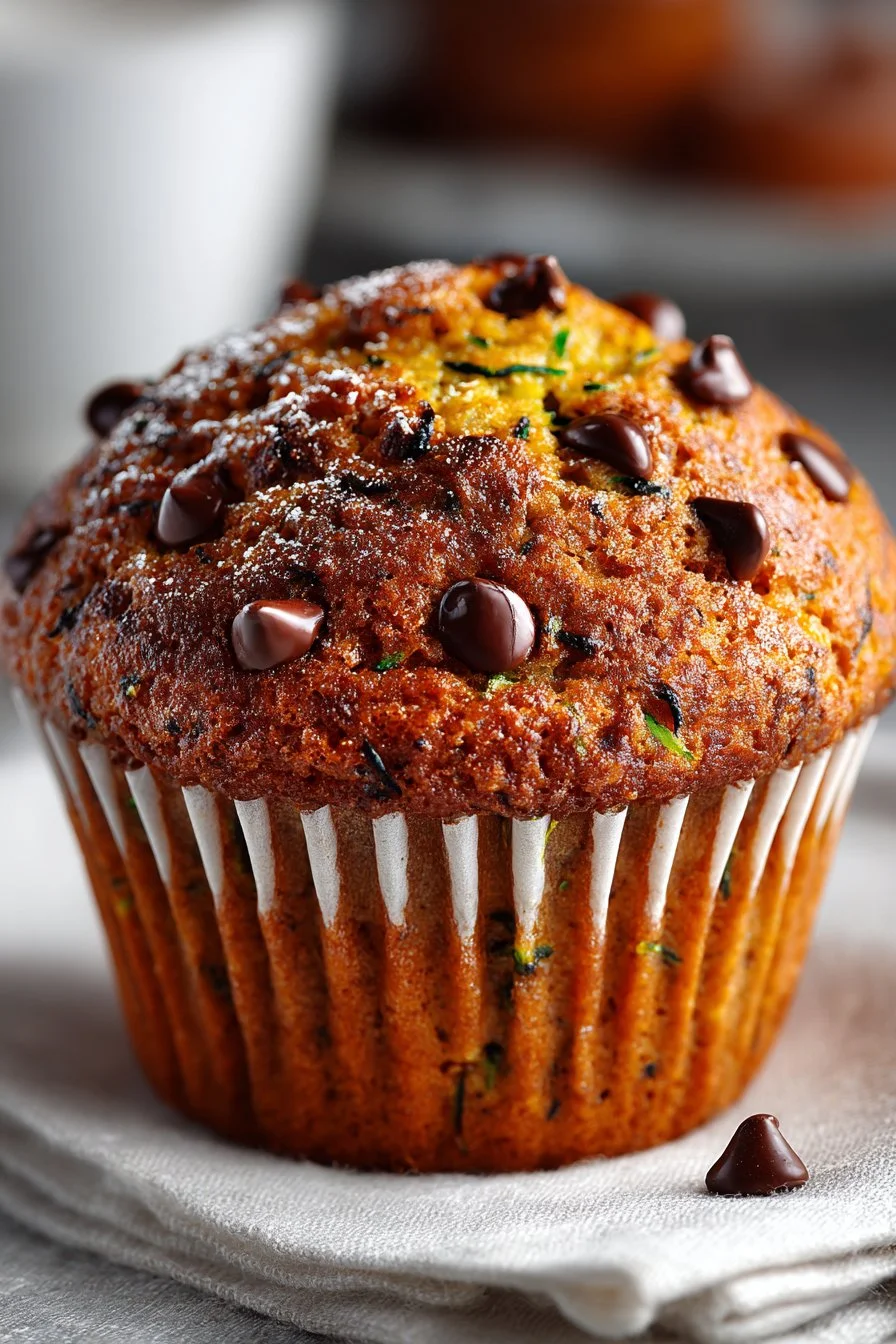 Moist Morning Zucchini Chocolate Chip Muffin