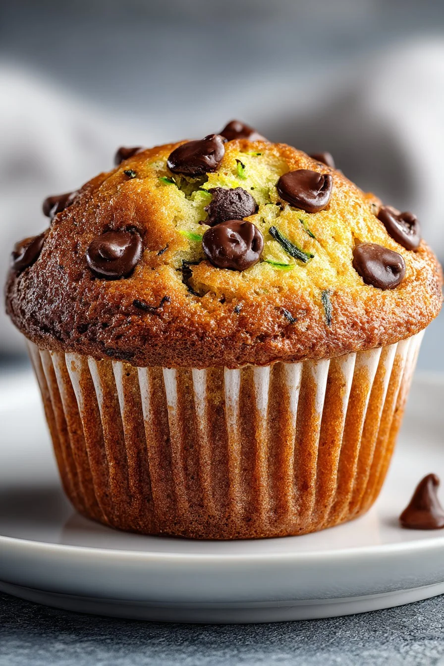 Moist Morning Zucchini Chocolate Chip Muffin