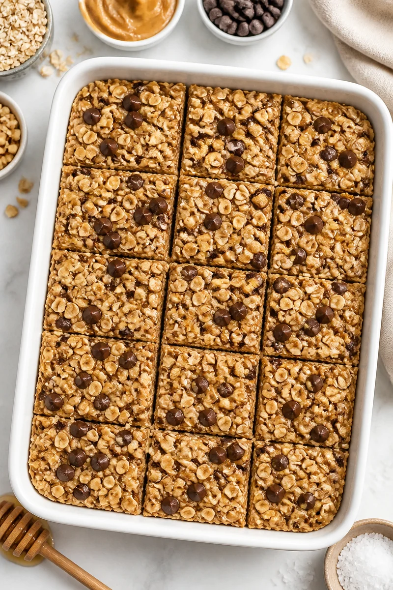 No Bake Peanut Butter Chocolate Oat Bar
