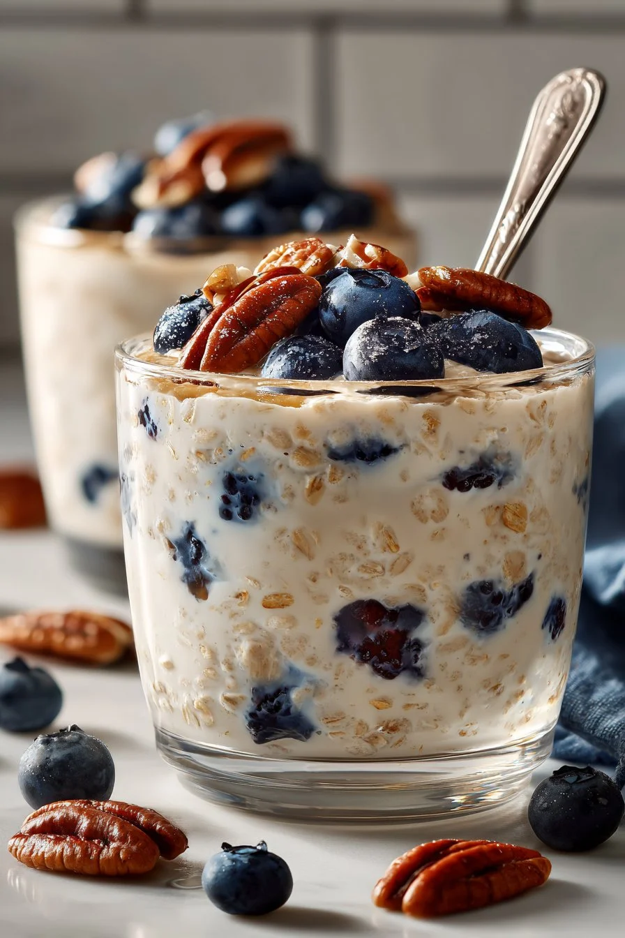 Old Fashioned Maple Pecan Blueberry Overnight Oats