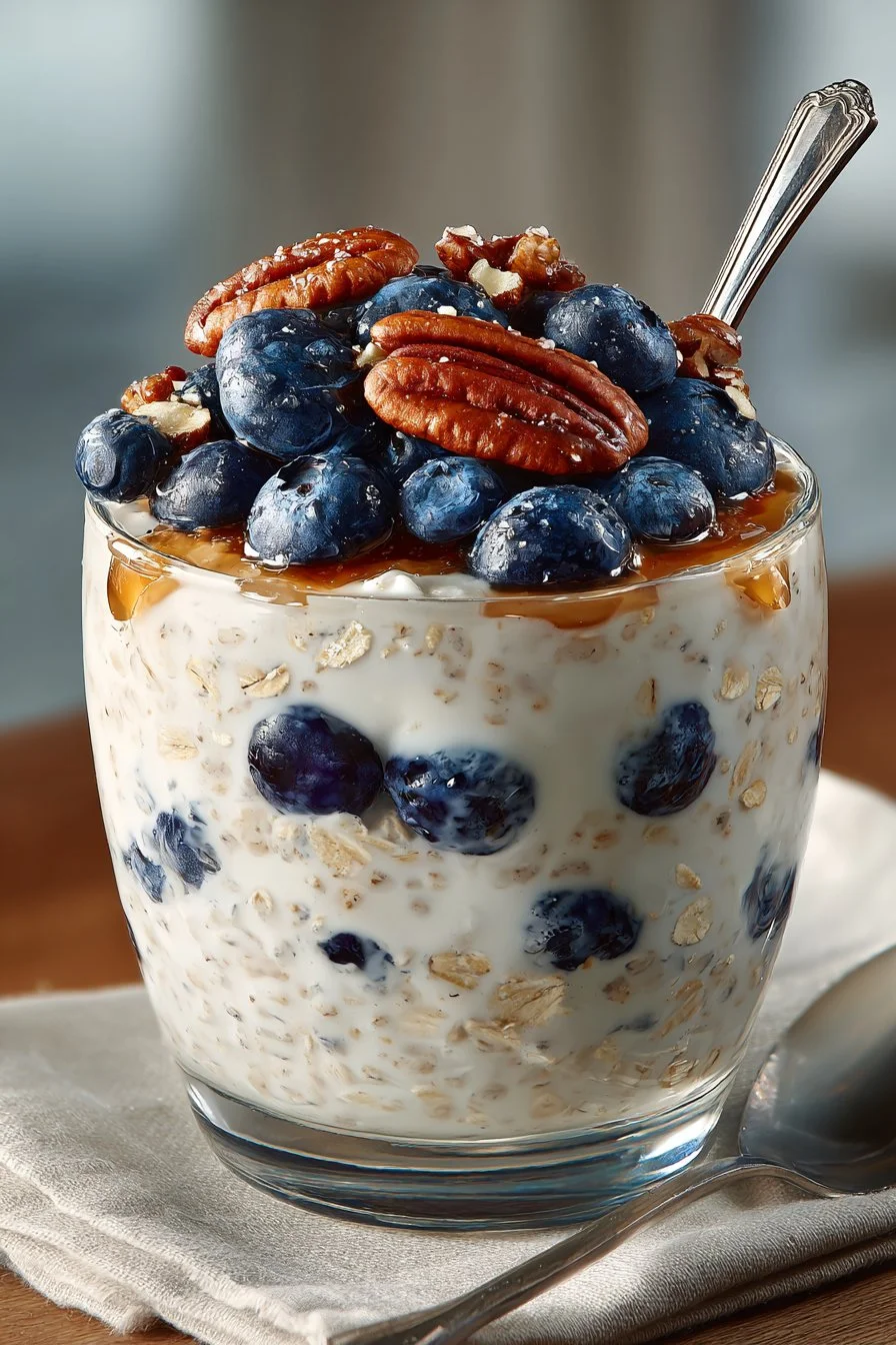 Old Fashioned Maple Pecan Blueberry Overnight Oats