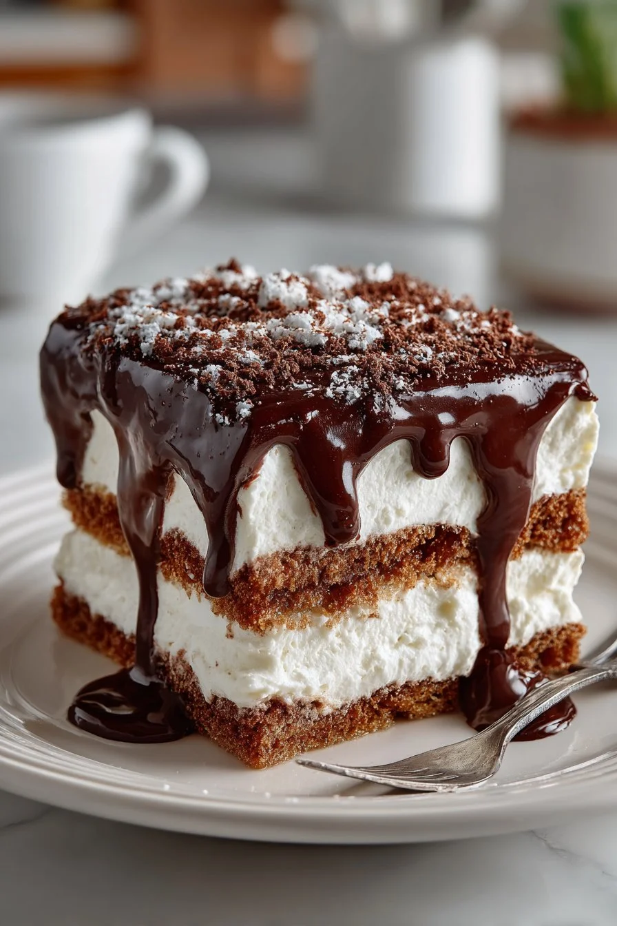 Old Fashioned No Bake Chocolate Eclair Cake