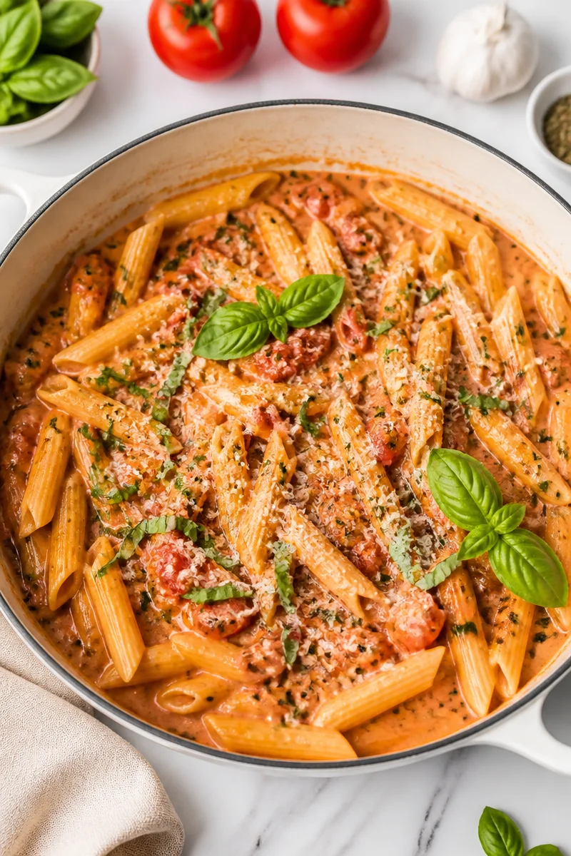 One Pot Creamy Tomato Basil Pasta Recipe