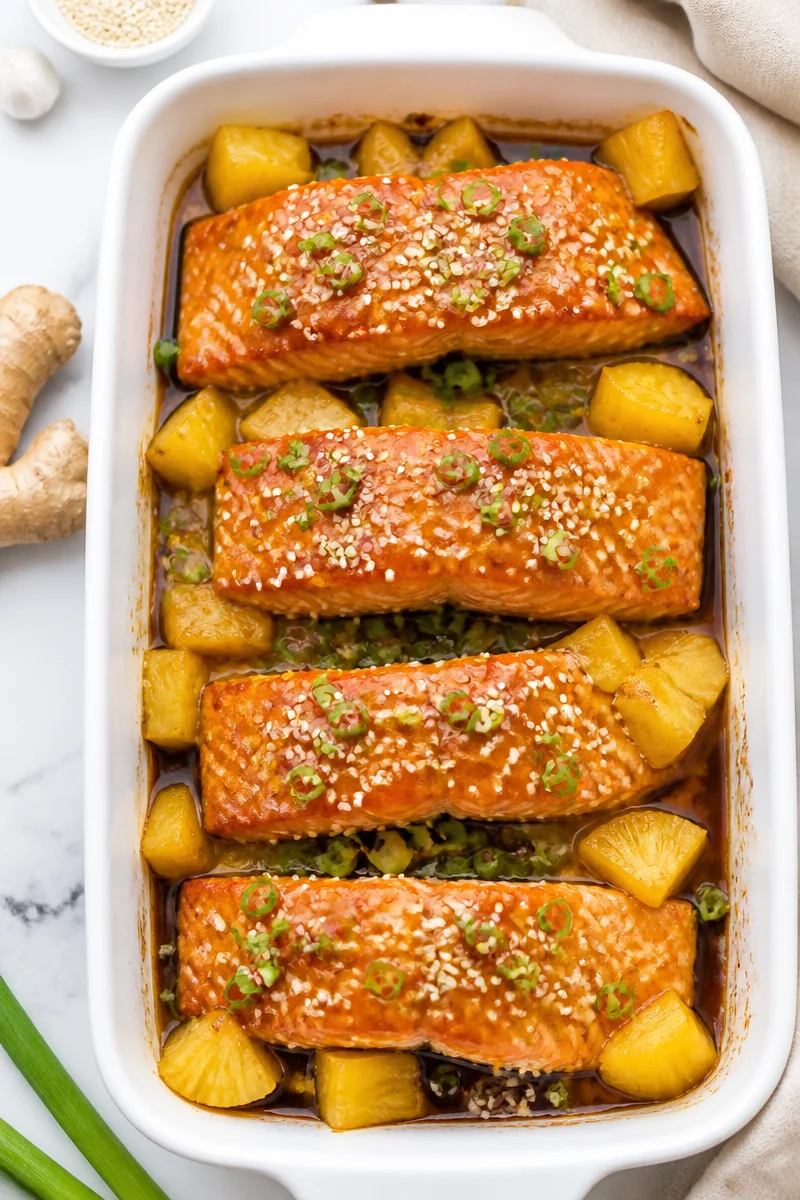 Oven Baked Pineapple Teriyaki Salmon Recipe
