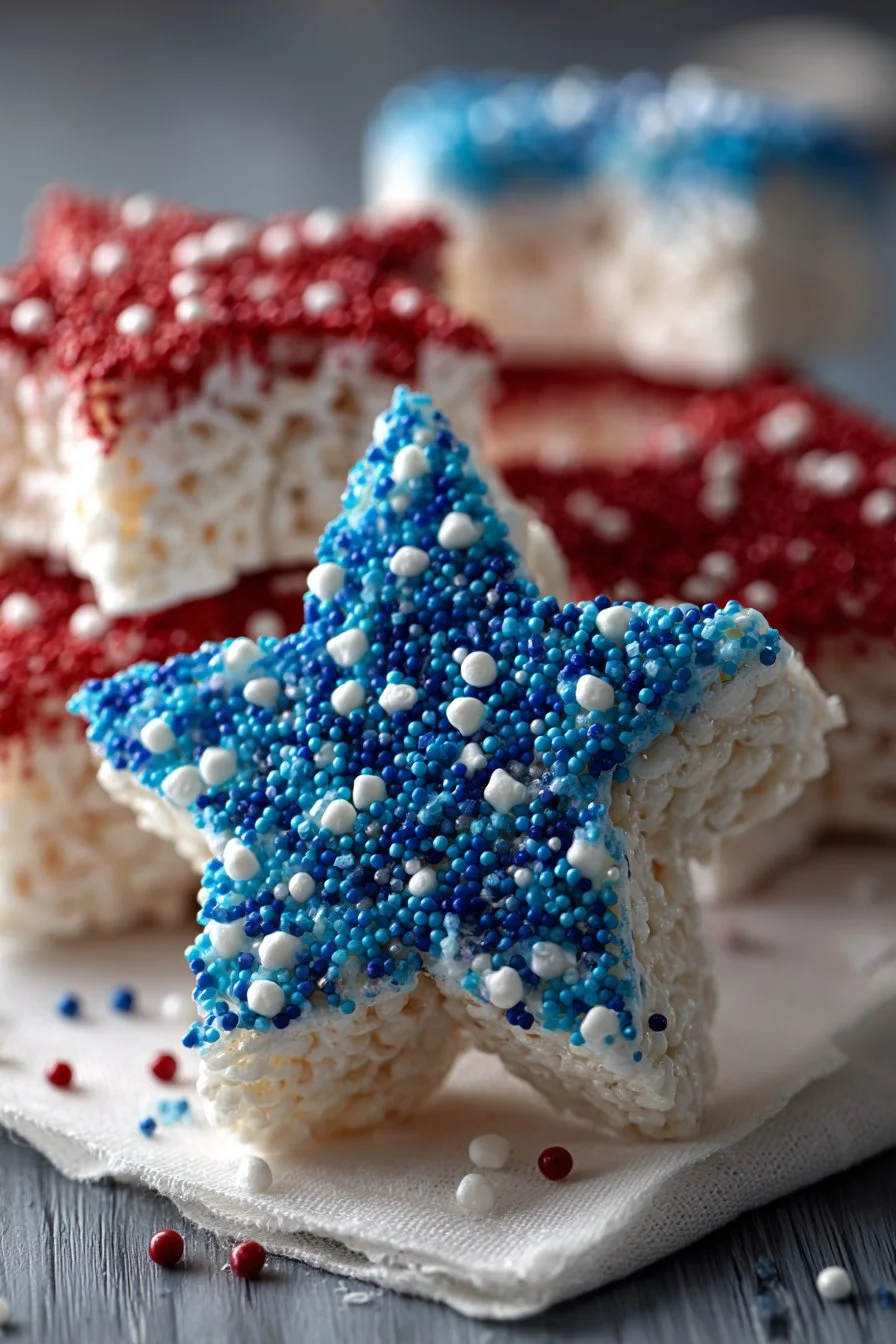 Patriotic Star Shaped 4th of July Rice Krispie Treats