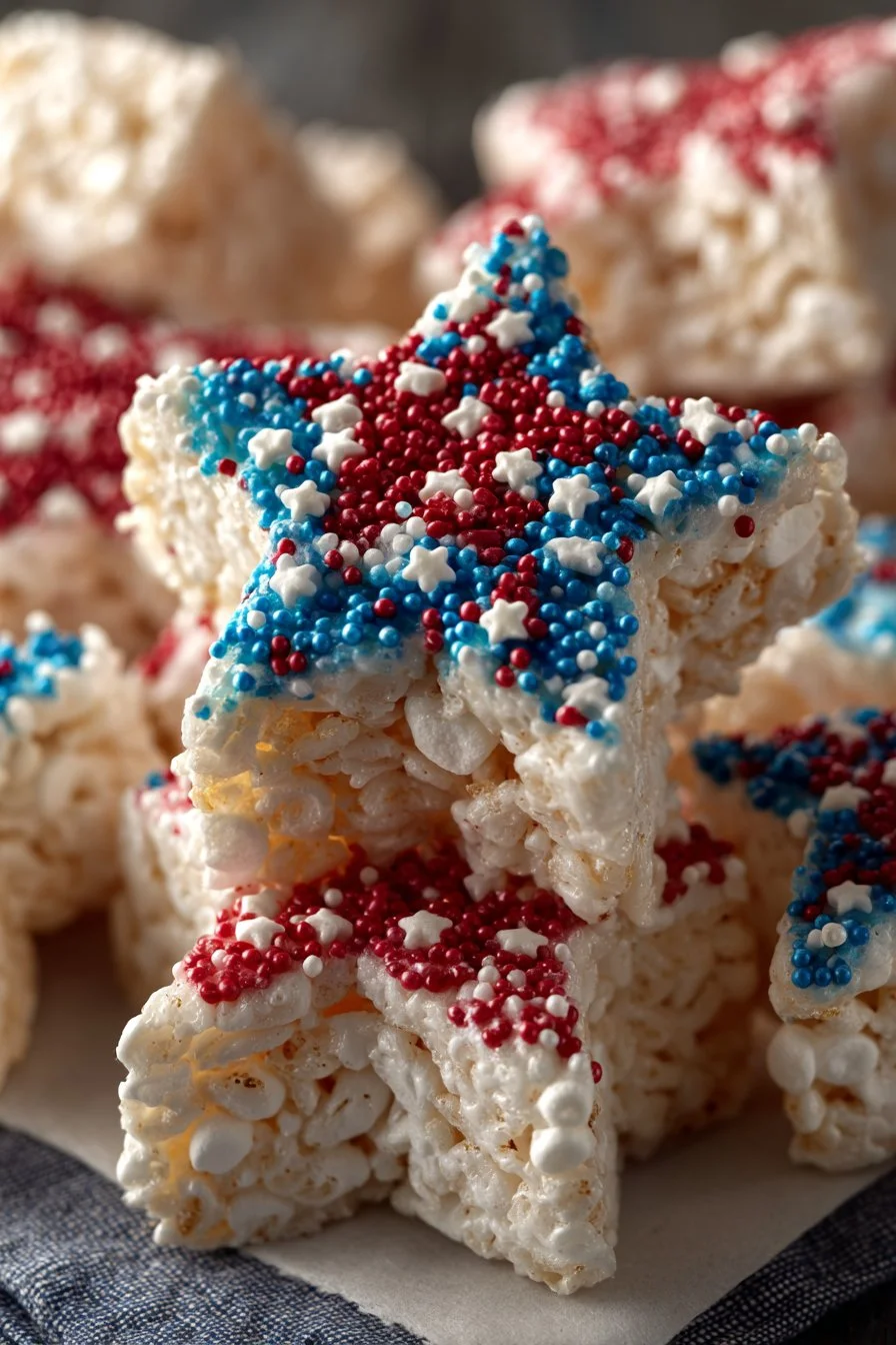 Patriotic Star Shaped 4th of July Rice Krispie Treats