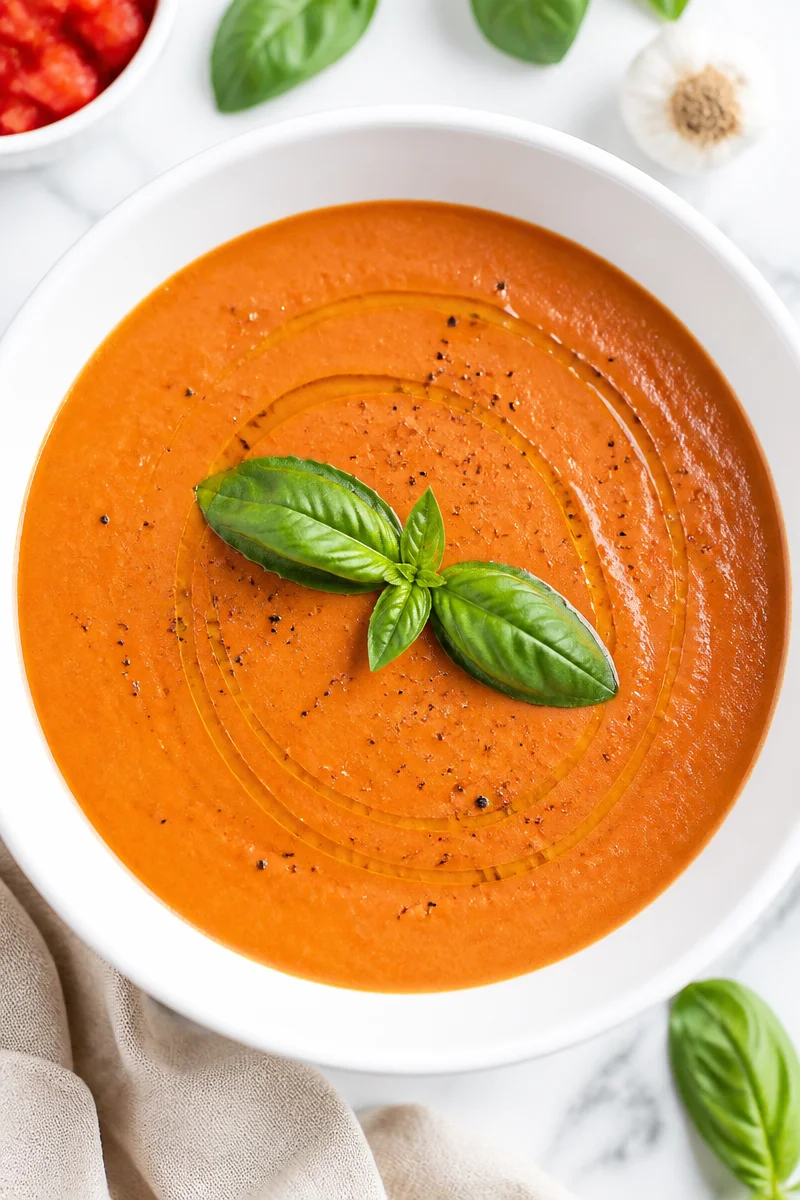 Quick Creamy Tomato Basil Blender Soup