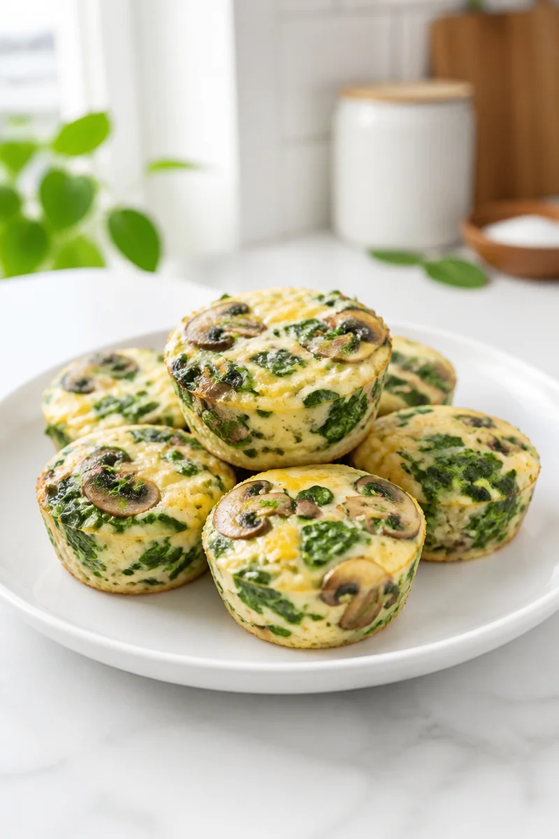 Quick Spinach Mushroom Egg White Bite