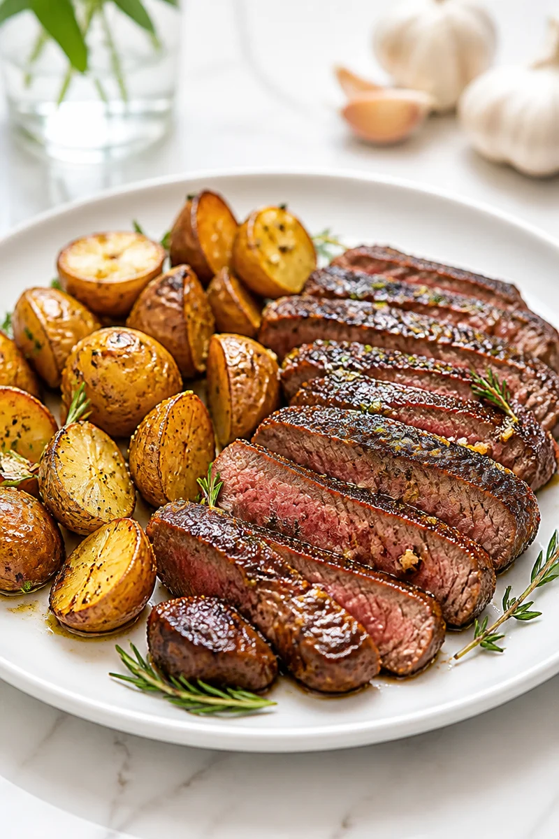 Sheet Pan Garlic Butter Steak And Potatoes