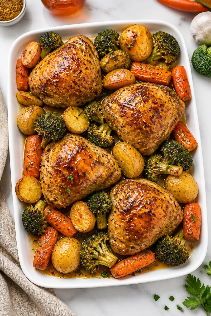 Sheet Pan Maple Mustard Glazed Chicken