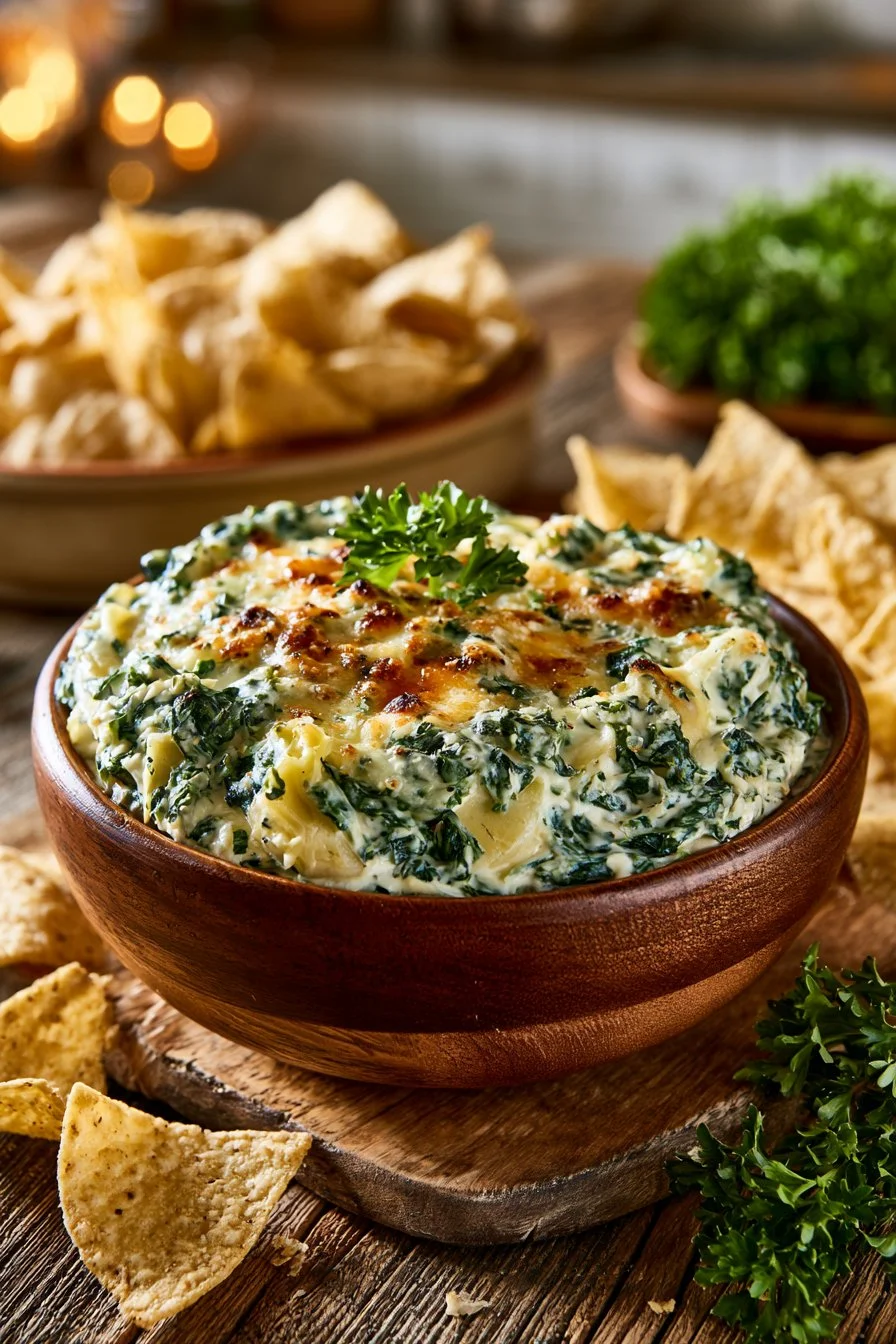 Slow Cooker Cheesy Spinach Artichoke Dip