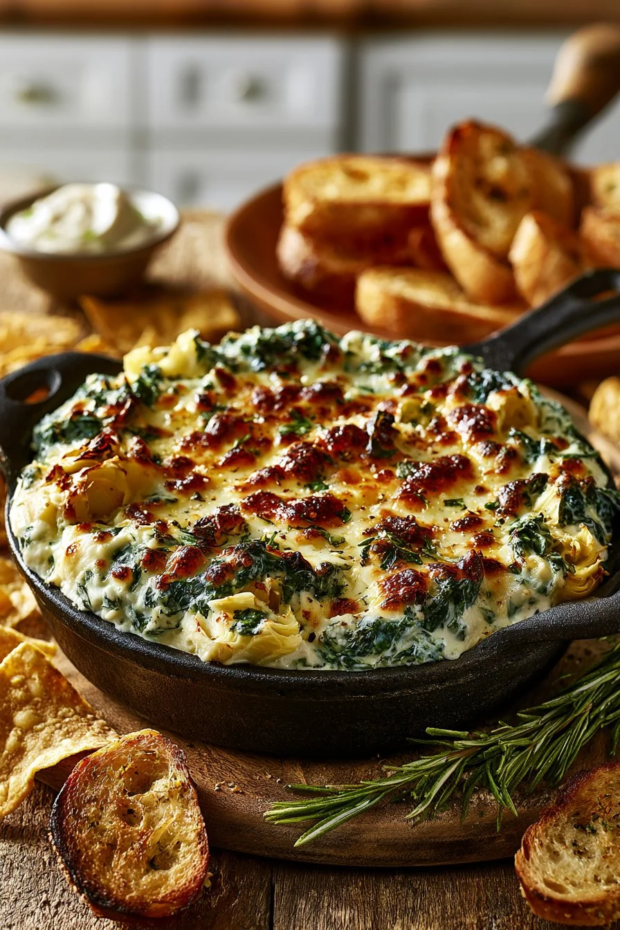 Slow Cooker Cheesy Spinach Artichoke Dip