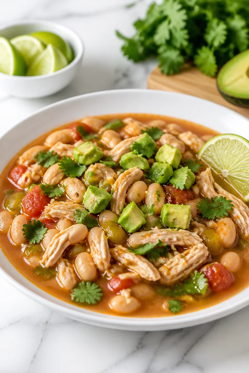 Slow Cooker Healthy White Bean Chicken Chili