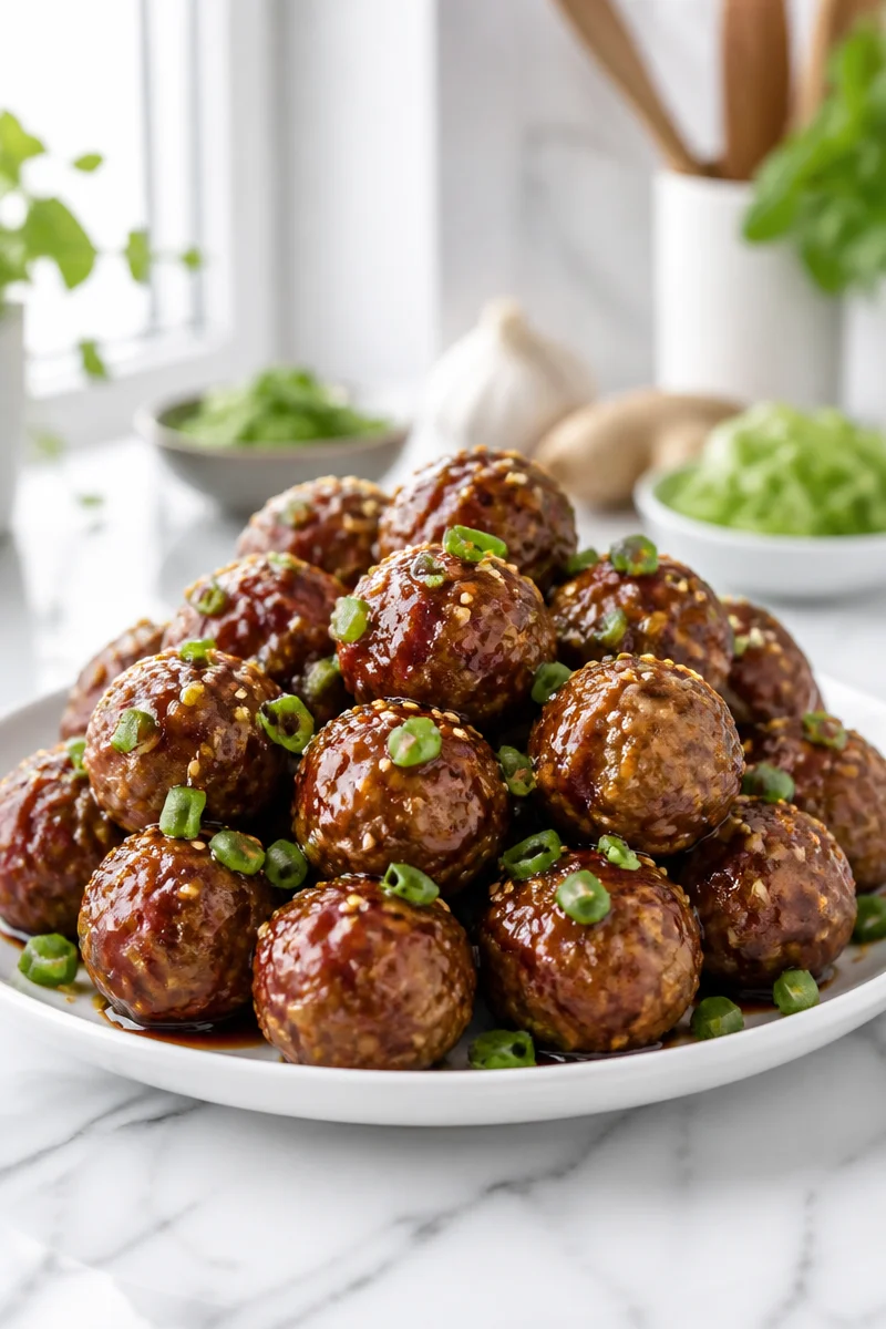 Delicious slow cooker honey garlic meatballs served on a plate
