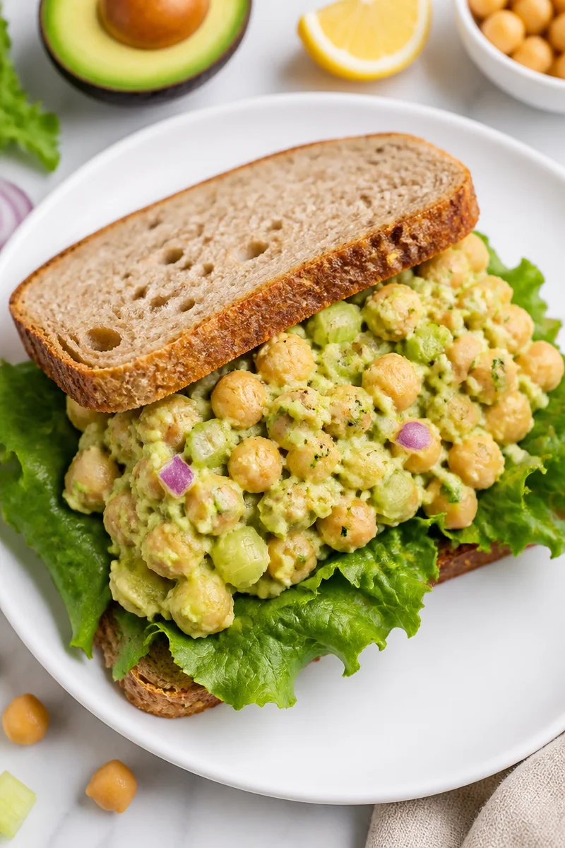 Smashed Avocado Chickpea Salad Sandwich