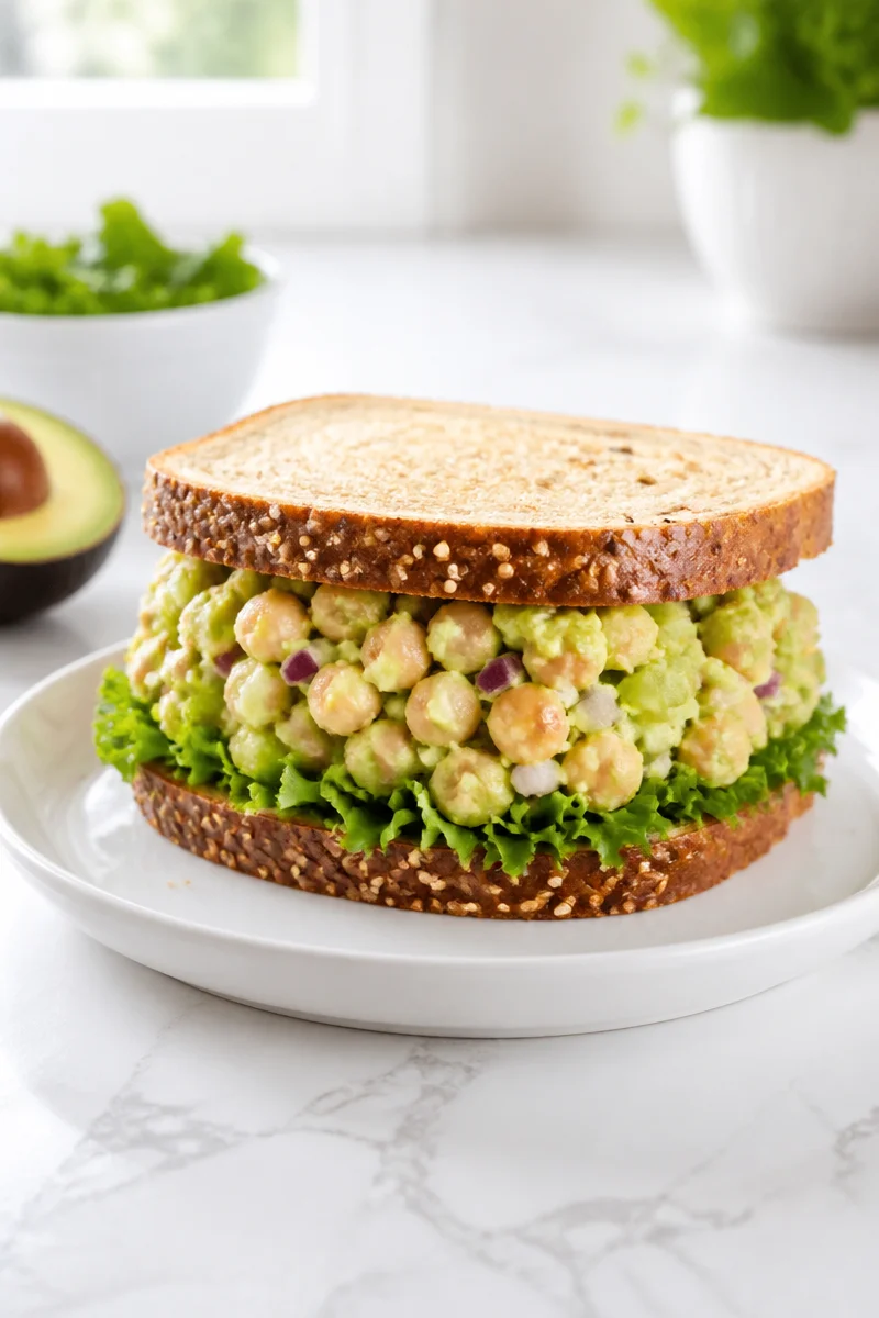Smashed Avocado Chickpea Salad Sandwich