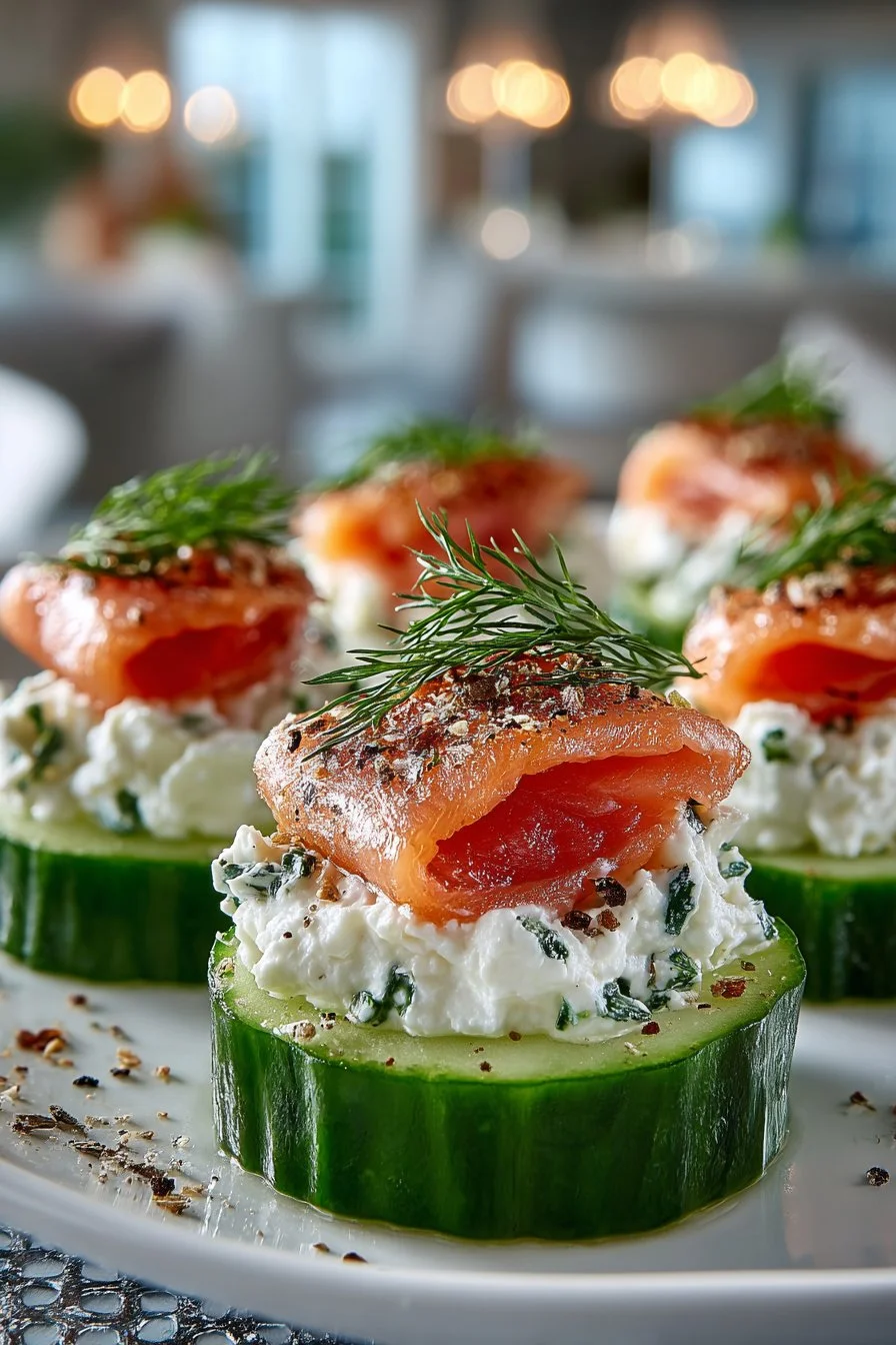 Smoked Salmon Cream Cheese Cucumber Appetizer