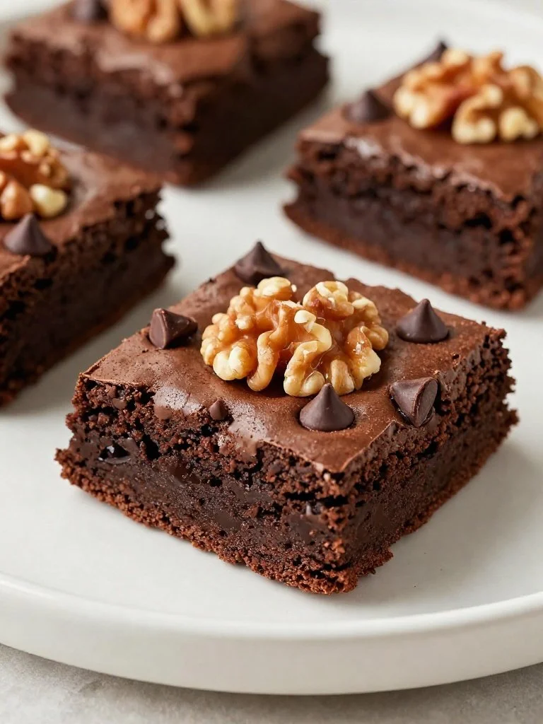 Soft baked walnut chocolate brownie cookie with a rich chocolate texture and walnuts.