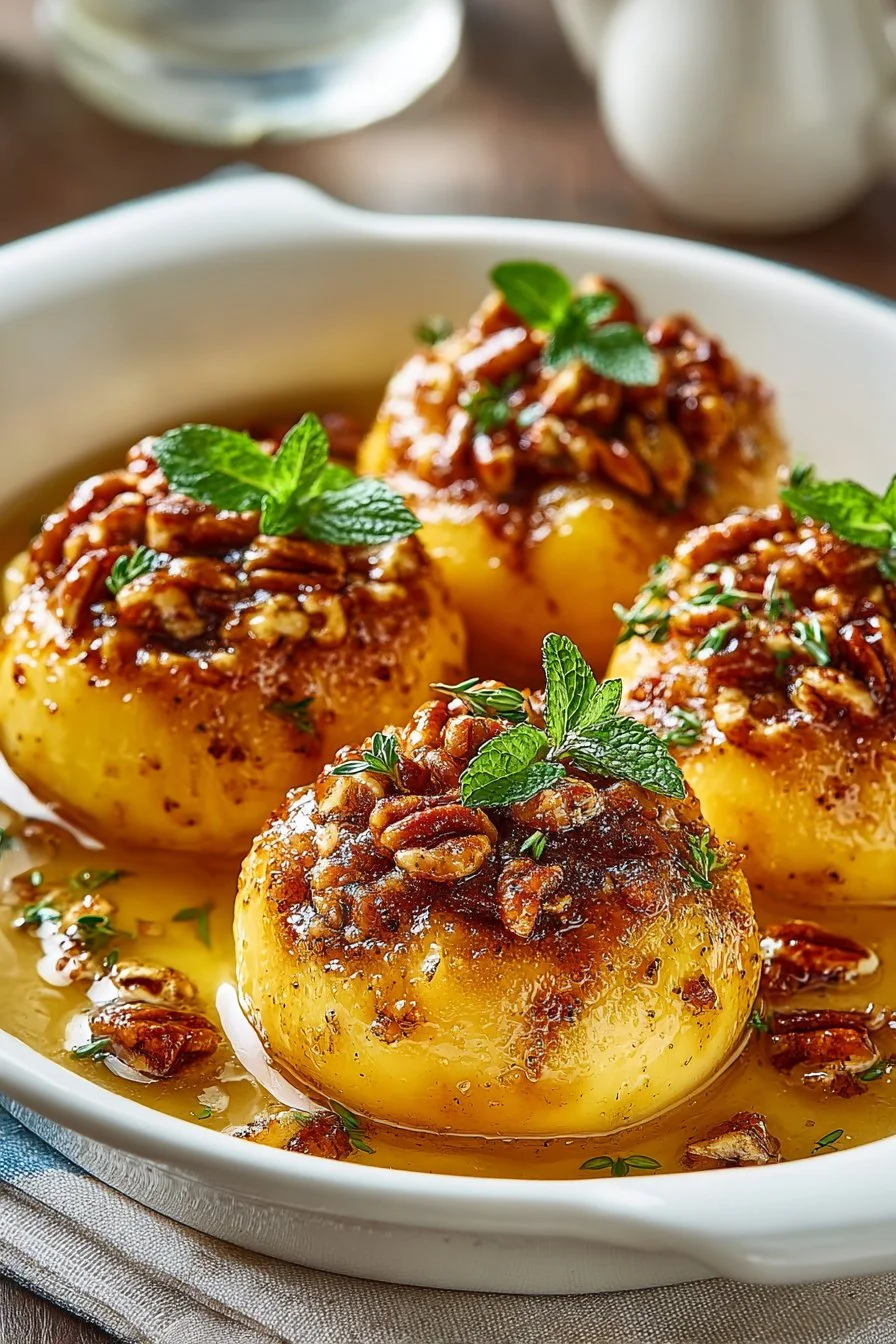 Southern Pecan Baked Peach Dumpling Dessert