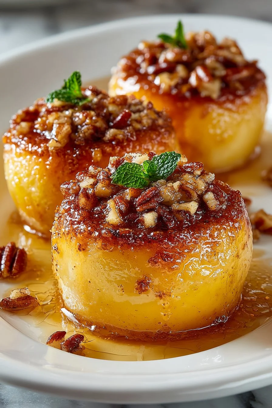 Southern Pecan Baked Peach Dumpling Dessert