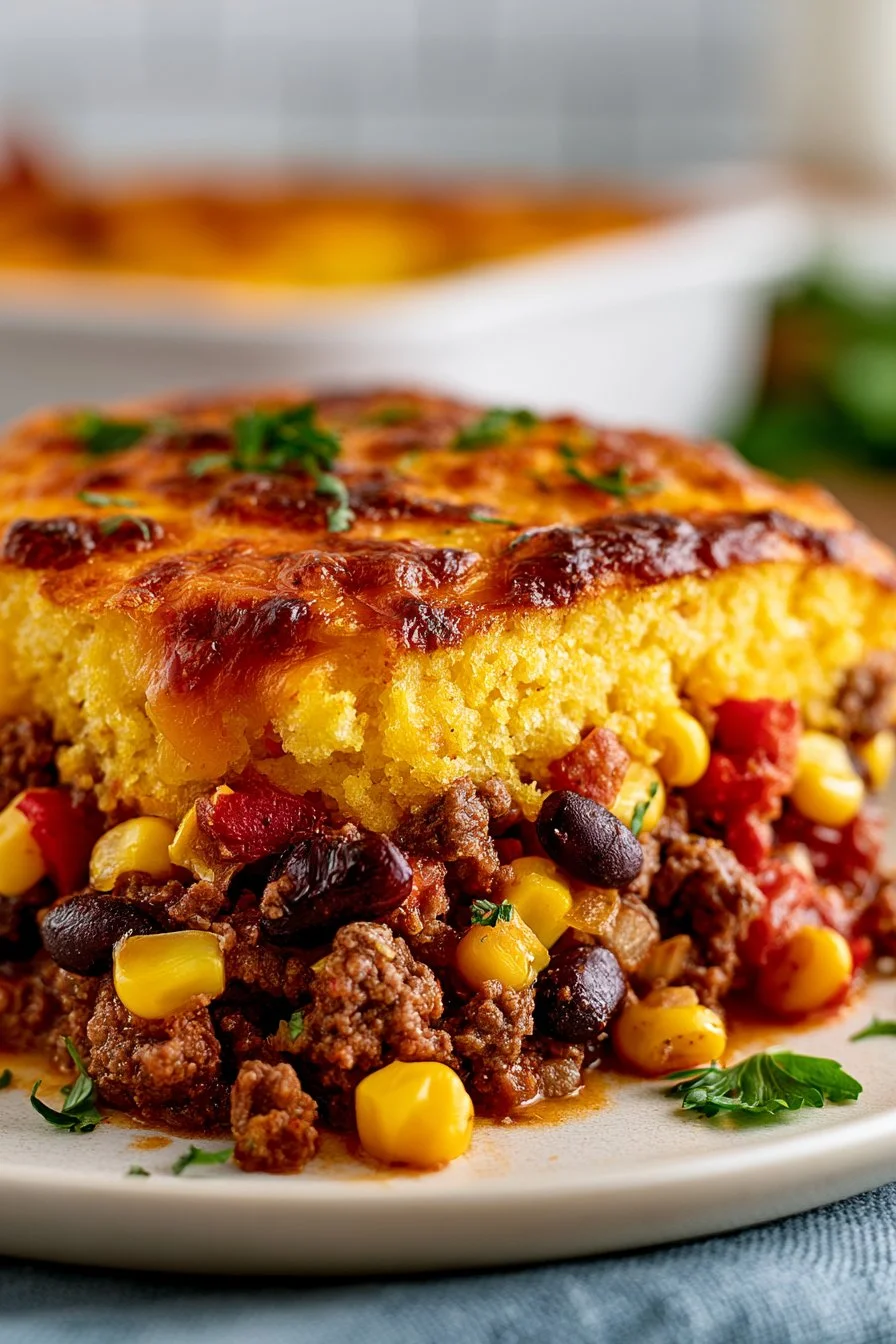 Spicy Beef Mexican Cornbread Casserole