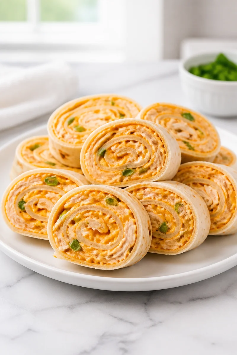 Spicy Buffalo Turkey Pinwheel Appetizer