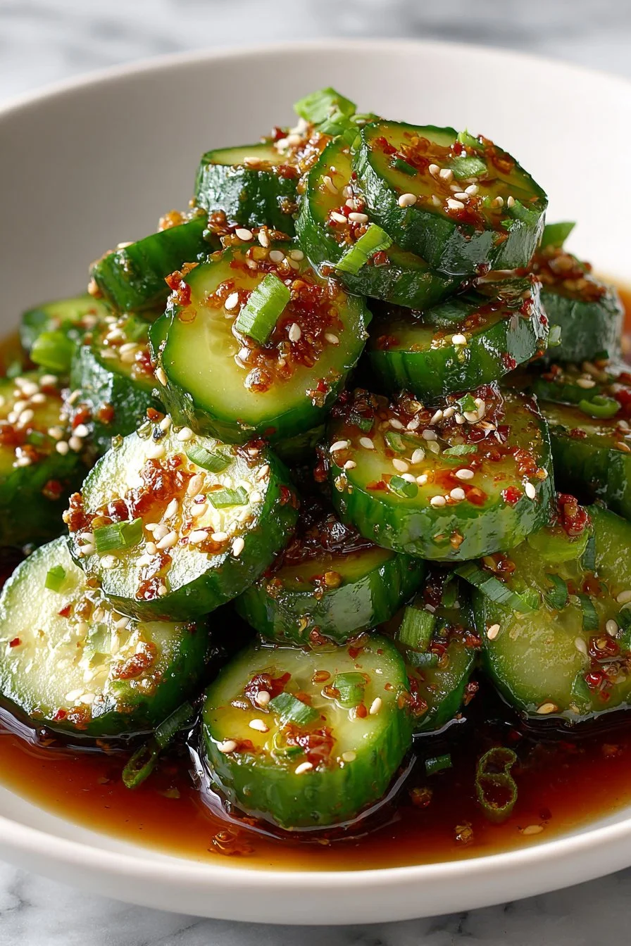 Spicy Chili Garlic Asian Cucumber Salad