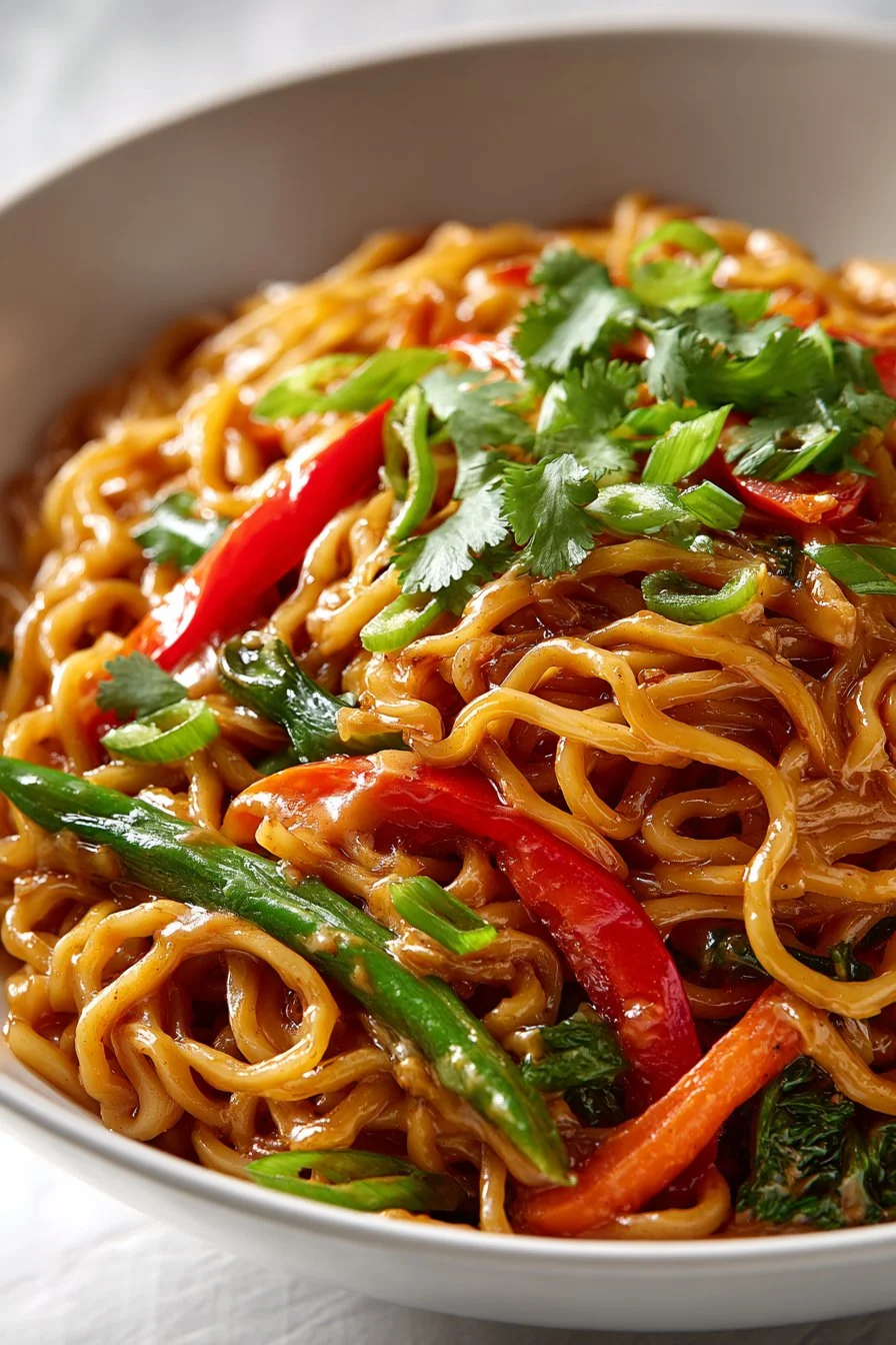 Spicy Peanut Butter Asian Noodle Recipe Bowl