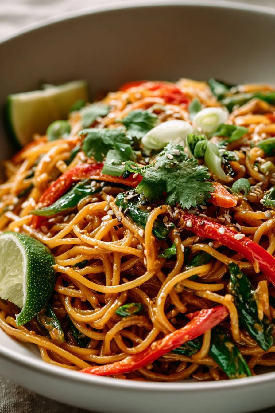 Spicy Peanut Butter Asian Noodle Recipe Bowl