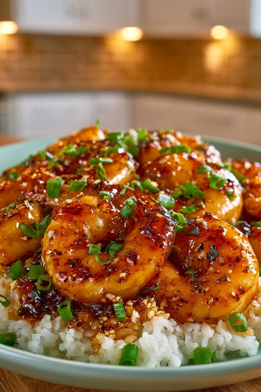 Sticky Honey Garlic Shrimp Bowl